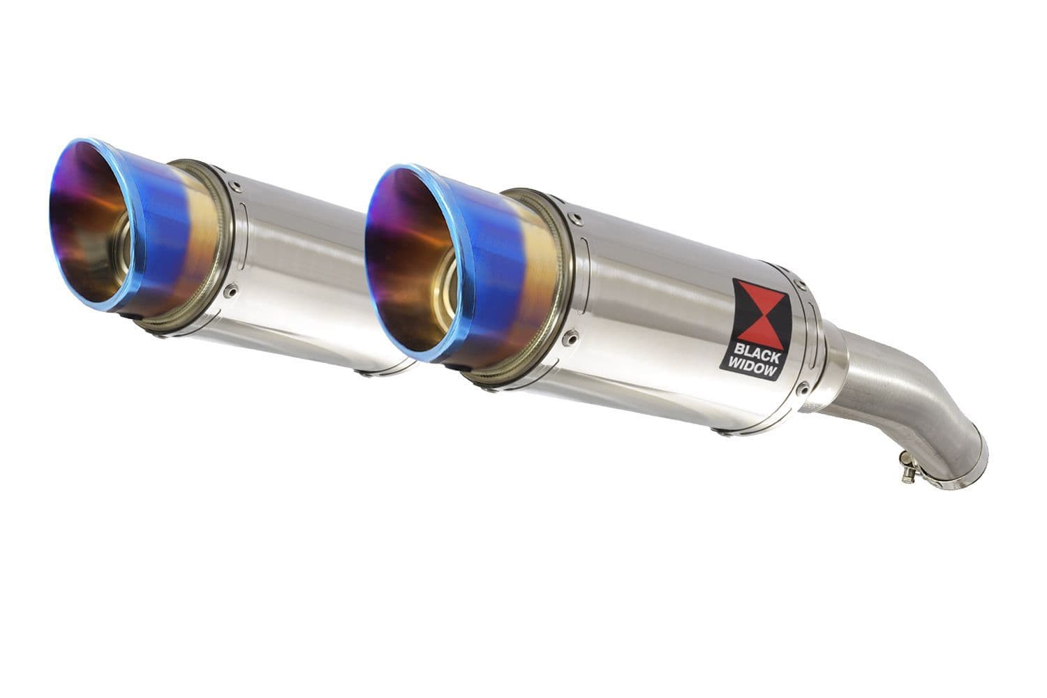 FJR 1300 2001-2005 Exhaust Silencers 200mm Round Blue Tip Stainless