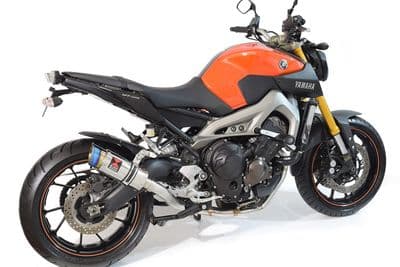 FZ - 09 2013 - 2020 High Level Exhaust System 200 mm Round GP Stainless Steel Blue Tip Silencer