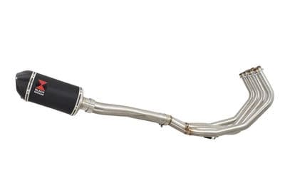 FZ6R 2009-2017 High Level De-cat Exhaust System 200mm Oval Black Stainless Carbon Tip Silencer
