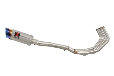 FZ6R 2009-2017 High Level De-cat Exhaust System 200mm Round Blue Tip Stainless Silencer