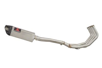 FZ6R 2009-2017 High Level De-cat Exhaust System 300mm Tri Oval Stainless Carbon Tip Silencer