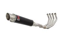 FZ6R 2009-2017 High Level De-cat Exhaust System 350mm GP Round Black Stainless Silencer