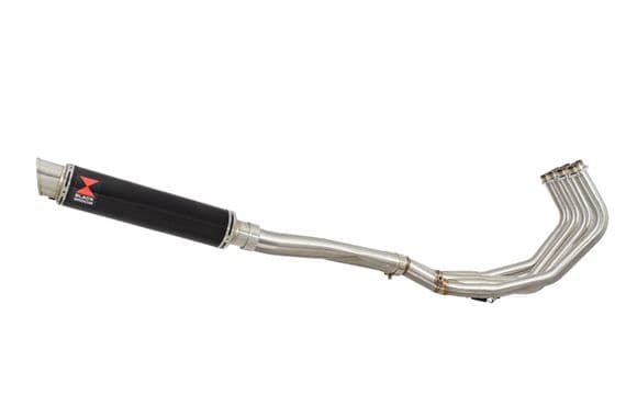 FZ6R 2009-2017 High Level De-cat Exhaust System 350mm GP Round Black Stainless Silencer