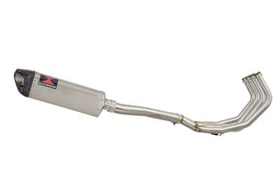 FZ6R 2009-2017 High Level De-cat Exhaust System 350mm Tri Oval Stainless Carbon Tip Silencer