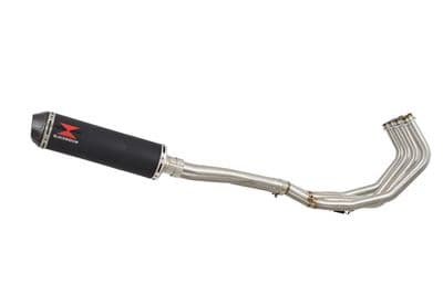 FZ6R 2009-2017 High Level De-cat Exhaust System 370mm Round Black Stainless Carbon Tip Silencer