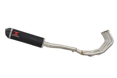 FZ6R 2009-2017 High Level De-cat Exhaust System 400mm Oval Black Stainless Carbon Tip Silencer