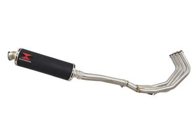 FZ6R 2009-2017 High Level De-cat Exhaust System 400mm Round Black Stainless Silencer