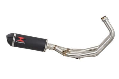 FZ6R 2009-2017 Low Level De-cat Exhaust System 300mm Oval Black Stainless Carbon Tip Silencer