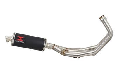FZ6R 2009-2017 Low Level De-cat Exhaust System 300mm Oval Black Stainless Silencer