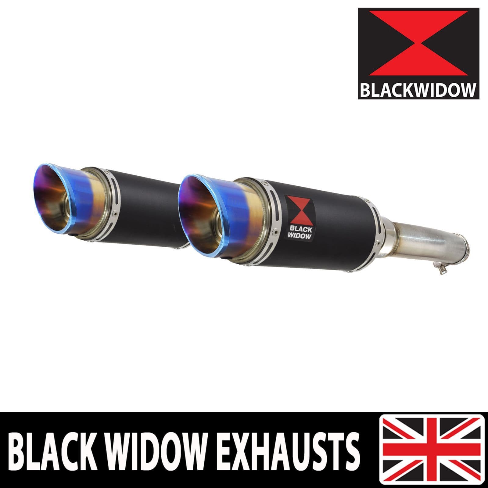 GL1500 Goldwing Twin Exhaust Silencer Kit 200mm Round Blue Tip