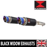 GL1500 Goldwing Twin Exhaust Silencer Kit 200mm Round Blue Tip Black Stainless