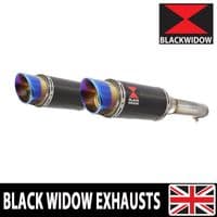 GL1500 Goldwing Twin Exhaust Silencer Kit 200mm Round Blue Tip Carbon