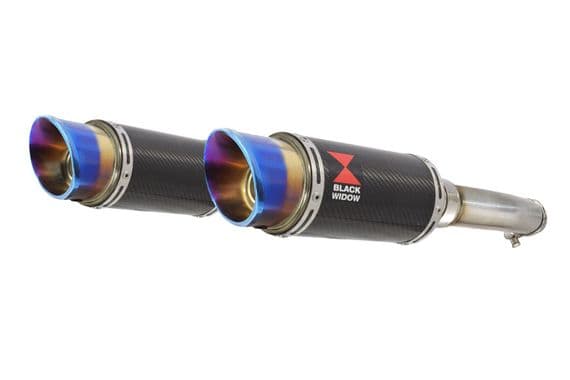 GL1500 Goldwing Twin Exhaust Silencer Kit 200mm Round Blue Tip Carbon