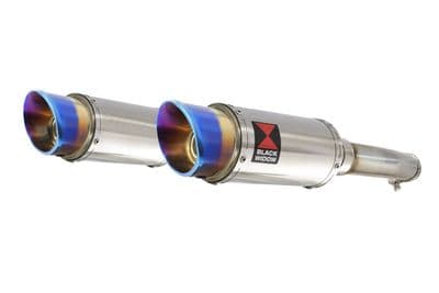 GL1500 Goldwing Twin Exhaust Silencer Kit 200mm Round Blue Tip Stainless