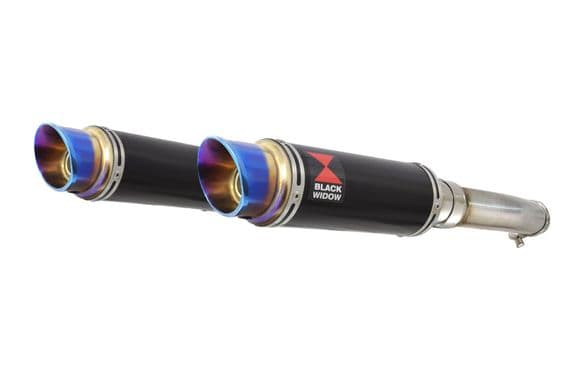 GL1500 Goldwing Twin Exhaust Silencer Kit 230mm GP Round Blue Tip Black Stainless