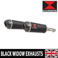 GL1500 Goldwing Twin Exhaust Silencer Kit  300mm Oval Black Stainless Carbon Tips