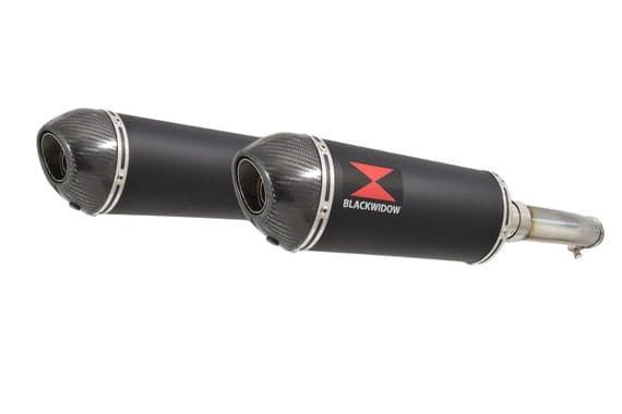 GL1500 Goldwing Twin Exhaust Silencer Kit  300mm Oval Black Stainless Carbon Tips