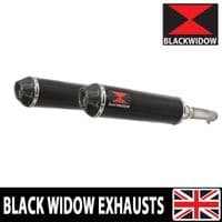 GL1500 Goldwing Twin Exhaust Silencer Kit 370mm Round Black Stainless Carbon Tip