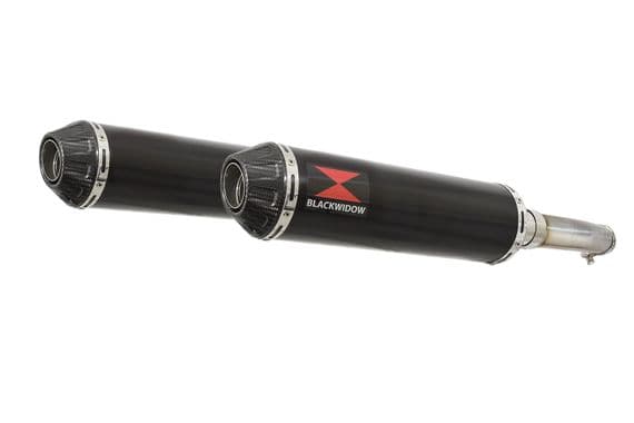 GL1500 Goldwing Twin Exhaust Silencer Kit 370mm Round Black Stainless Carbon Tip