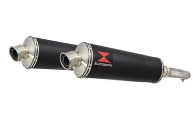GL1500 Goldwing Twin Exhaust Silencer Kit 400mm Oval Black Stainless