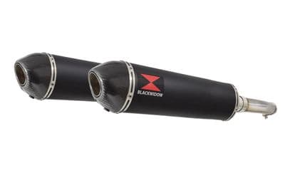 GL1500 Goldwing Twin Exhaust Silencer Kit 400mm Oval Black Stainless Carbon Tips