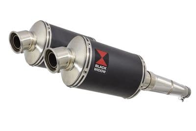 GPZ 500 S (EX500) 2-2 Exhaust Silencer Kit with 230mm Oval Black Stainless Silencers