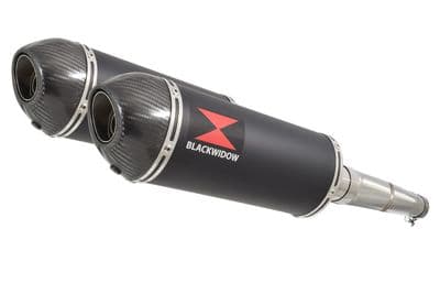GPZ 500 S (EX500) 2-2 Exhaust Silencer Kit with 300mm Oval Black Stainless Carbon Tip Silencers