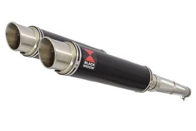 GPZ 500 S (EX500) 2-2 Exhaust Silencer Kit with 350mm GP Round Black Stainless Silencers