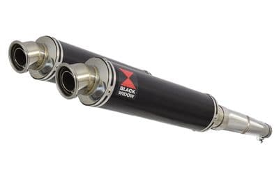 GPZ 500 S (EX500) 2-2 Exhaust Silencer Kit with 350mm Round Black Stainless Silencers
