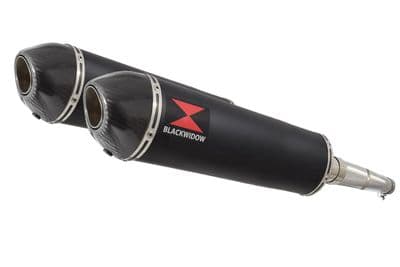 GPZ 500 S (EX500) 2-2 Exhaust Silencer Kit with 400mm Oval Black Stainless Carbon Tip Silencers