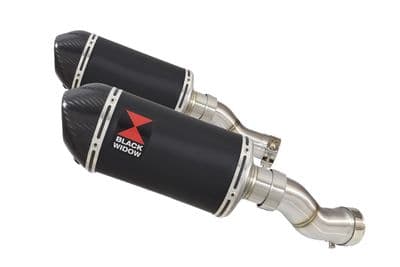 GSX 1300 R HAYABUSA 2021 - 2026 4-2 Link Pipes + 200mm Oval Black Stainless Carbon Tip Silencers