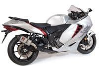 GSX 1300 R HAYABUSA 2021 - 2026 4-2 Link Pipes + 200mm Oval Stainless Carbon Tip Silencers