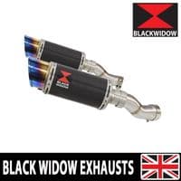 GSX 1300 R HAYABUSA 2021 - 2026 4-2 Link Pipes + 200mm Round Blue Tip Carbon Silencers