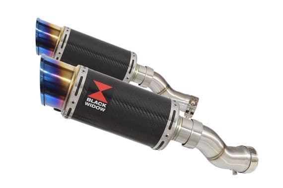 GSX 1300 R HAYABUSA 2021 - 2026 4-2 Link Pipes + 200mm Round Blue Tip Carbon Silencers