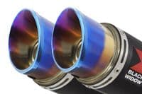 GSX 1300 R HAYABUSA 2021 - 2026 4-2 Link Pipes + 230mm GP Round Blue Tip Black Stainless Silencers