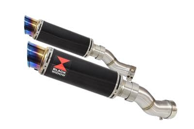 GSX 1300 R HAYABUSA 2021 - 2026 4-2 Link Pipes + 230mm GP Round Blue Tip Black Stainless Silencers