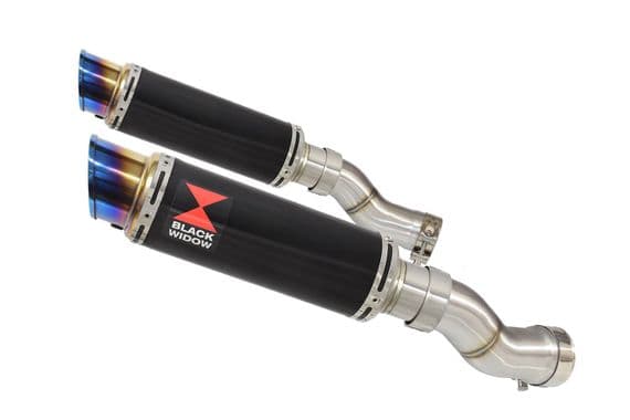 GSX 1300 R HAYABUSA 2021 - 2026 4-2 Link Pipes + 230mm GP Round Blue Tip Black Stainless Silencers