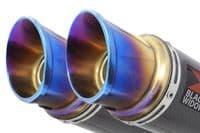 GSX 1300 R HAYABUSA 2021 - 2026 4-2 Link Pipes + 230mm GP Round Blue Tip Carbon Silencers
