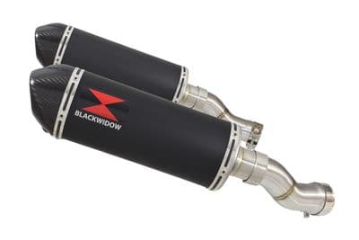GSX 1300 R HAYABUSA 2021 - 2026 4-2 Link Pipes + 300mm Oval Black Stainless Carbon Tip Silencers