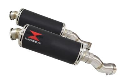 GSX 1300 R HAYABUSA 2021 - 2026 4-2 Link Pipes + 300mm Round Black Stainless Silencers