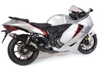 GSX 1300 R HAYABUSA 2021 - 2026 4-2 Link Pipes + 350mm Round Black Stainless Silencers