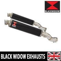GSX 1300 R HAYABUSA 2021 - 2026 4-2 Link Pipes + 350mm Round Black Stainless Silencers