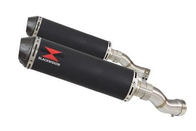 GSX 1300 R HAYABUSA 2021 - 2026 4-2 Link Pipes + 370mm Round Black Stainless Carbon Tip Silencers
