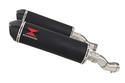 GSX 1300 R HAYABUSA 2021 - 2026 4-2 Link Pipes + 400mm Oval Black Stainless Carbon Tip Silencers