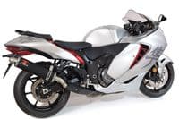 GSX 1300 R HAYABUSA 2021 - 2026 4-2 Link Pipes + 400mm Round Black Stainless Silencers