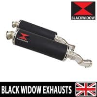 GSX 1300 R HAYABUSA 2021 - 2026 4-2 Link Pipes + 400mm Round Black Stainless Silencers