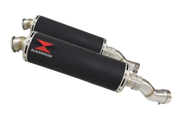 GSX 1300 R HAYABUSA 2021 - 2026 4-2 Link Pipes + 400mm Round Black Stainless Silencers
