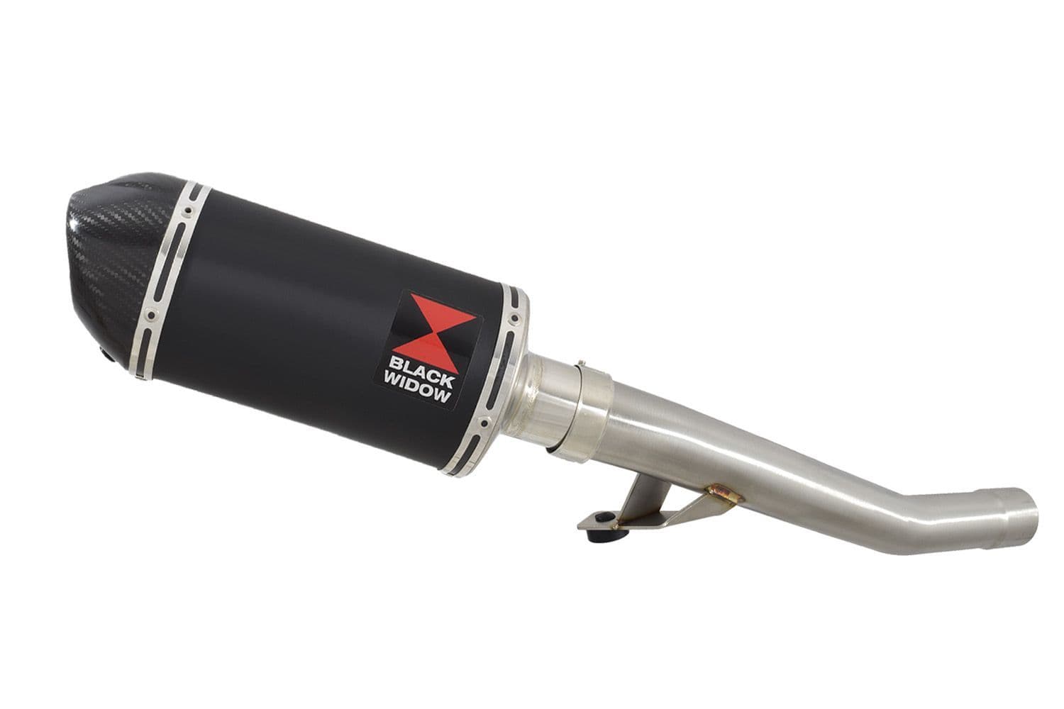 GSX 750 Inazuma Link Pipe and 200mm Oval Black Stainless Carbon