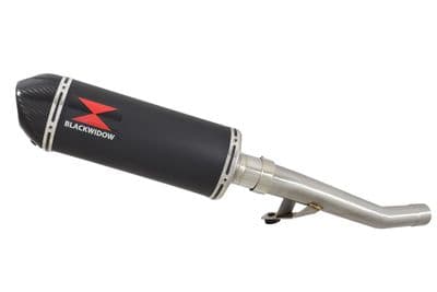 GSX 750 Inazuma Link Pipe and 300mm Oval Black Stainless Carbon Tip Silencer