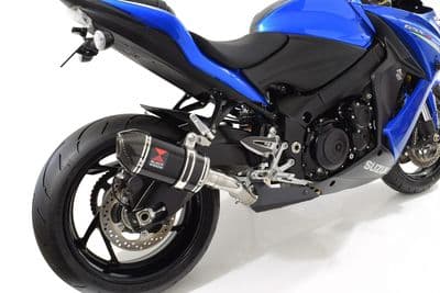 GSX-S 1000 F Exhaust Silencer Kit 200mm Oval Black Stainless Carbon Tip
